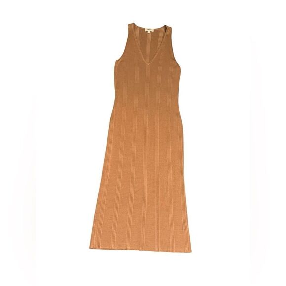 L’ANGENCE X REVOLVE Josephine v neck ribbed v neck tan stretchy dress sz medium - Picture 3 of 9